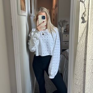 LF allover rhinestone crop sweatshirt